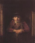 Samuel van hoogstraten A Young Man wearing a Hat decorated with Pearls and a gold Medallion in a Half-Door (mk33) oil painting reproduction